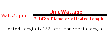 watts per square inch formula