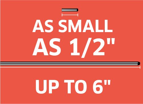 small as 1/2 up to 6